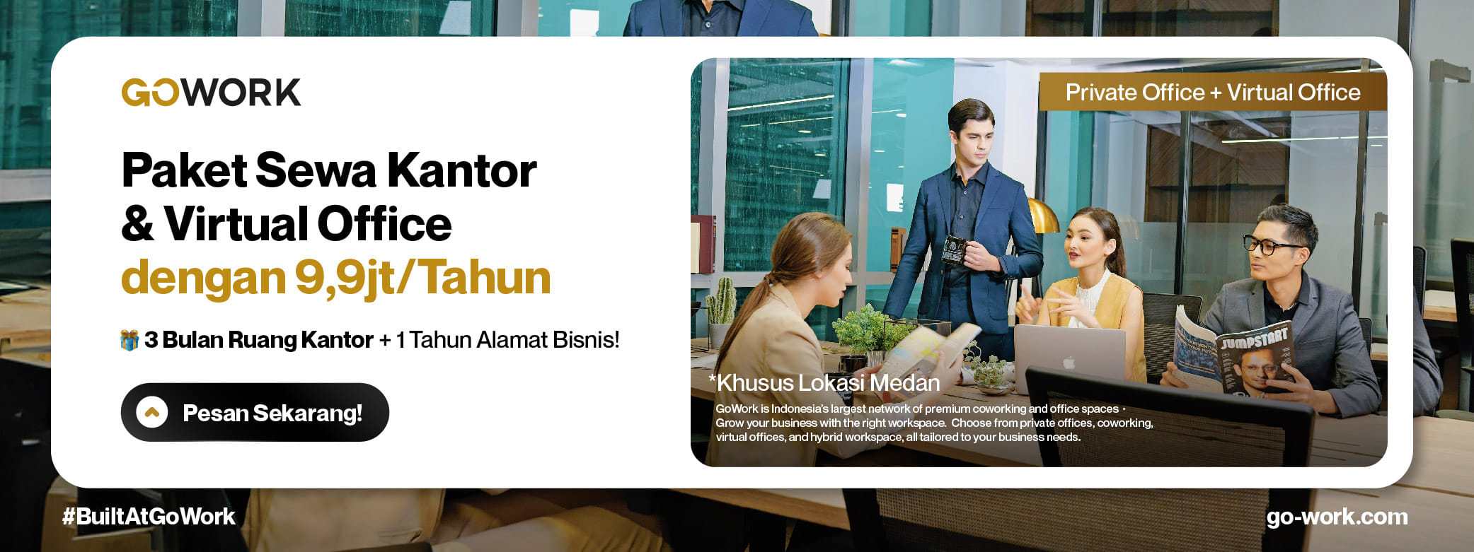 Paket All-In-One Solusi Bisnis: Sewa Kantor Medan 3 Bulan + Virtual Office 1 Tahun!