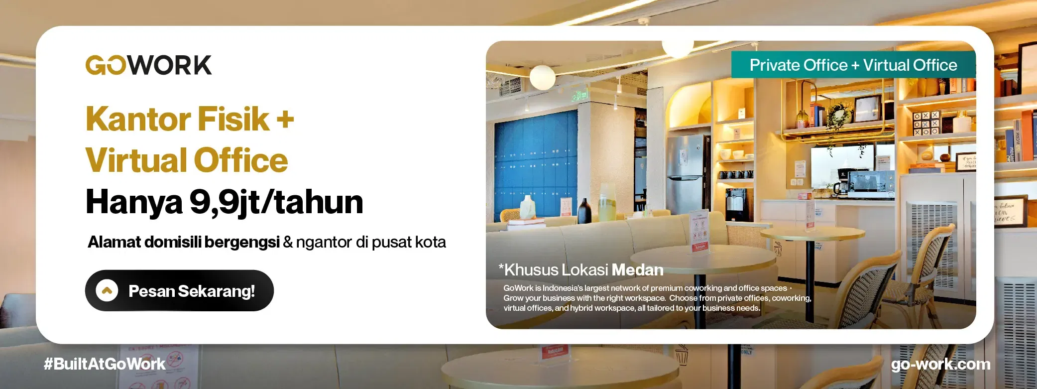 Sewa Kantor Medan 3 Bulan + Virtual Office 1 Tahun Kini Hanya 9,9 Jt