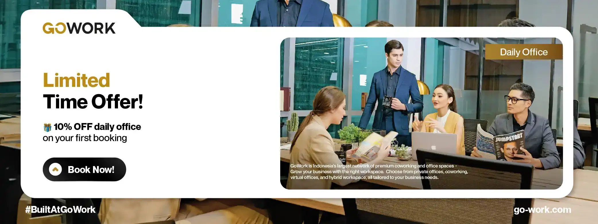 Get 10% Off for First Daily Office Booking, A Workspace Without Long-Term Commitment