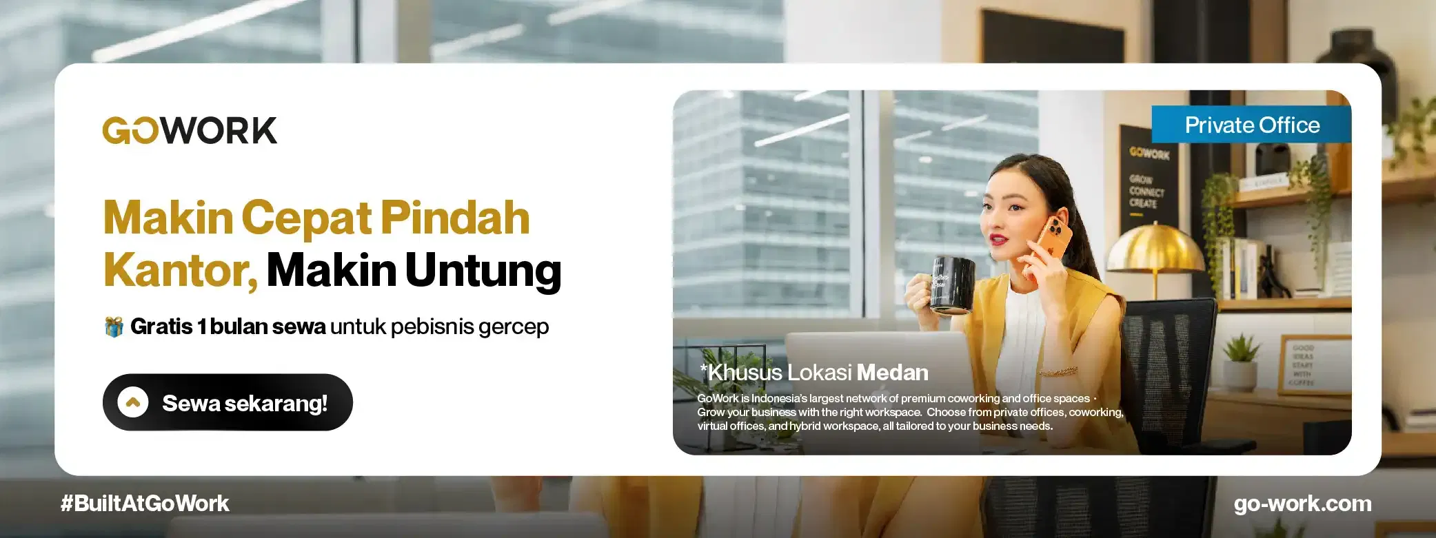 Makin Cepat Pindah Kantor Makin Untung! Gratis 1 Bulan Sewa Private Office Medan