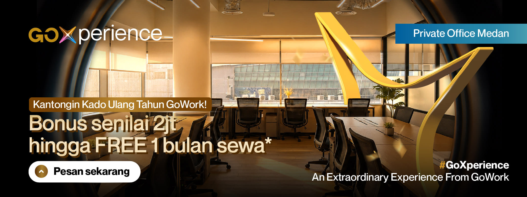 Sewa Kantor Medan dapat Bonus Anniversary Senilai 2jt atau Tambahan FREE 1 Bulan Sewa*